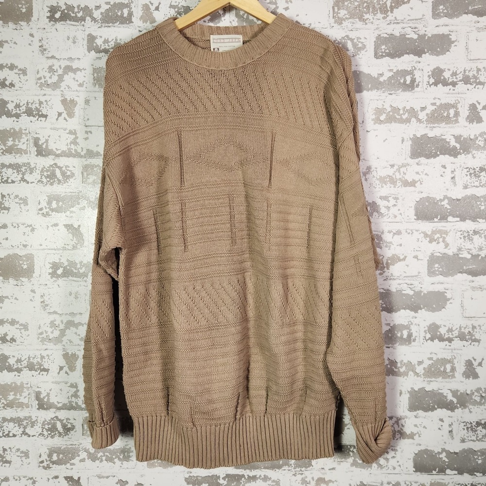 Vintage Preppy Sweater Size XL Beige Retro‎ Grandpacore 80's 90's